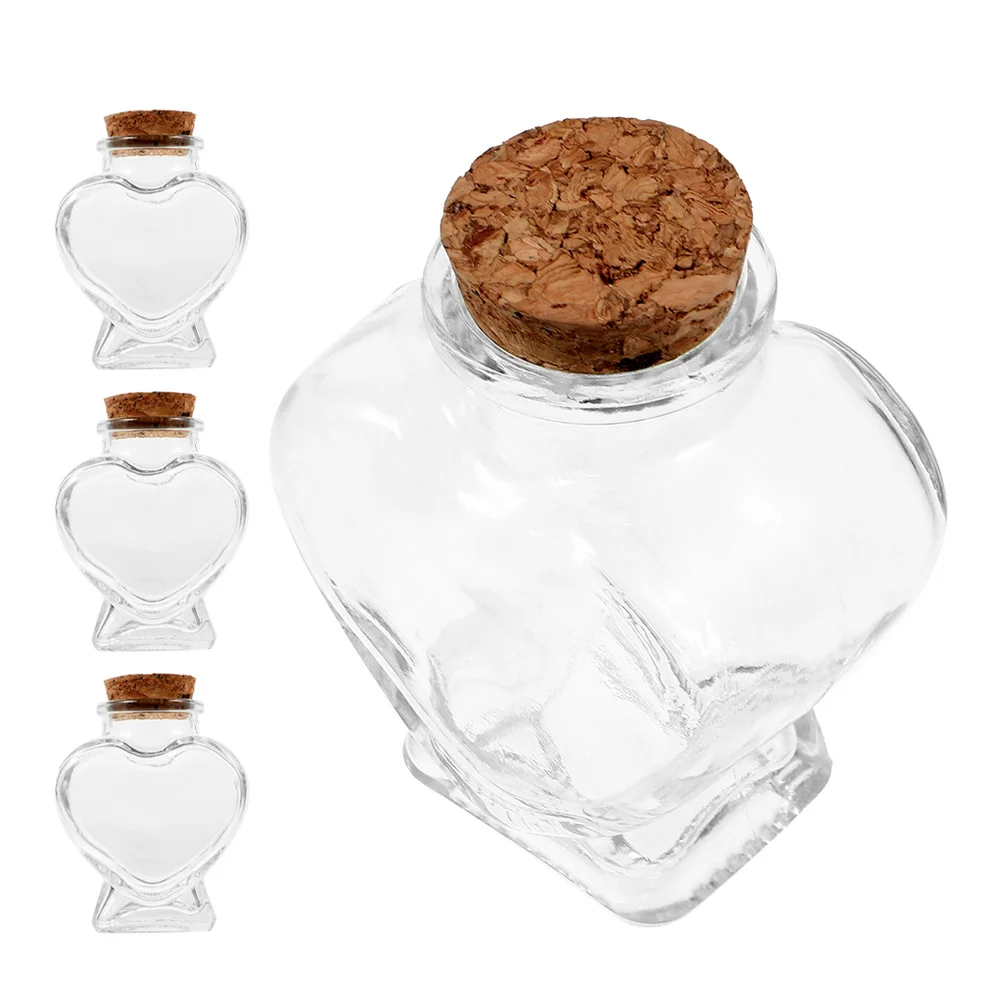 4Pcs Heart Shaped Glass Bottles Mini Clear Glass Jars Cork Stopper Romantic Wedding Party Favor Decoration DIY 
4Pcs Heart Shaped Glass Bottles Mini Clear Glass Jars Cork Stopper Romantic Wedding Party Favor Decoration DIY