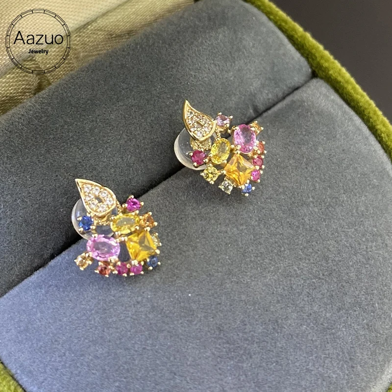 Aazuo 18-каратное однотонное желтое золото, натуральный цвет, сапфиры, настоящие бриллианты, серьги-гвоздики с феей и солнечным цветком, подарок для женщин на день рождения Au750
Aazuo 18-каратное однотонное желтое золото, натуральный цвет, сапфиры, настоящие бриллианты, серьги-гвоздики с феей и солнечным цветком, подарок для женщин на день рождения Au750