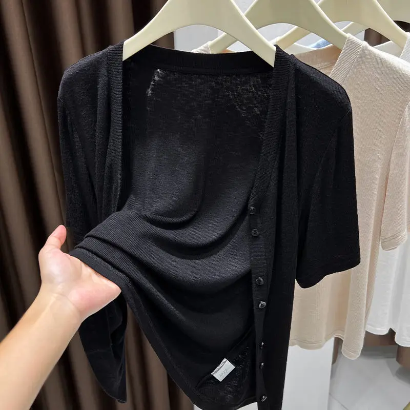 plus Size Knitted Short Sleeve Open Cardigan Women's Summer Outerwear Lightweight Sun Protection V-Neck Button-Up Casual Top
plus Size Knitted Short Sleeve Open Cardigan Women's Summer Outerwear Lightweight Sun Protection V-Neck Button-Up Casual Top
