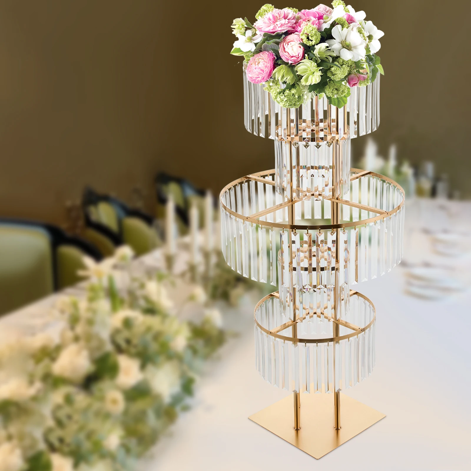 5 Tiers Gold/Silver Wedding Centerpieces Flower Stand Vase Centerpiece Acrylic Flower Stand with Hanging Acrylic
5 Tiers Gold/Silver Wedding Centerpieces Flower Stand Vase Centerpiece Acrylic Flower Stand with Hanging Acrylic