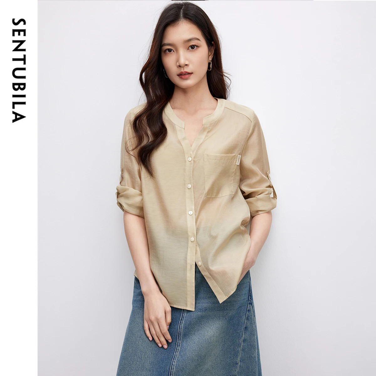 SENTUBILA Women Summer Shirt 2025 Commute Comfort V Neck Long Sleeve Pockets Button Thin Top Blouses Woman's Clothing 152C59233
SENTUBILA Women Summer Shirt 2025 Commute Comfort V Neck Long Sleeve Pockets Button Thin Top Blouses Woman's Clothing 152C59233