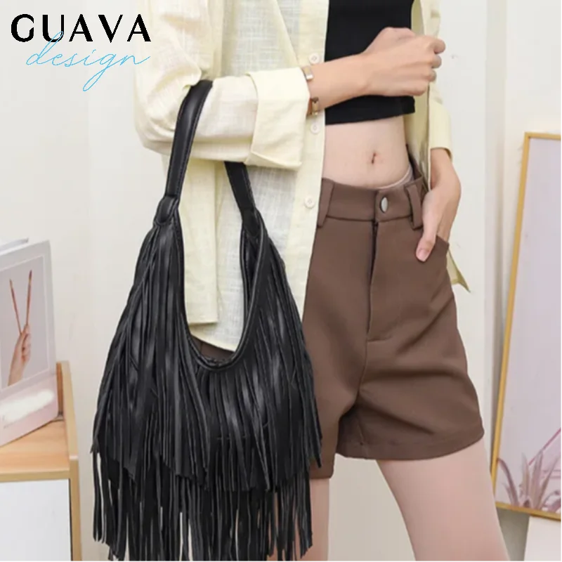 Tassel Large Capacity Brand Tote Bag Black Leather High Quality Luxury Fashion Women Shoulder Bag Soft Casual Hobos Armpit Bag
Tassel Large Capacity Brand Tote Bag Black Leather High Quality Luxury Fashion Women Shoulder Bag Soft Casual Hobos Armpit Bag