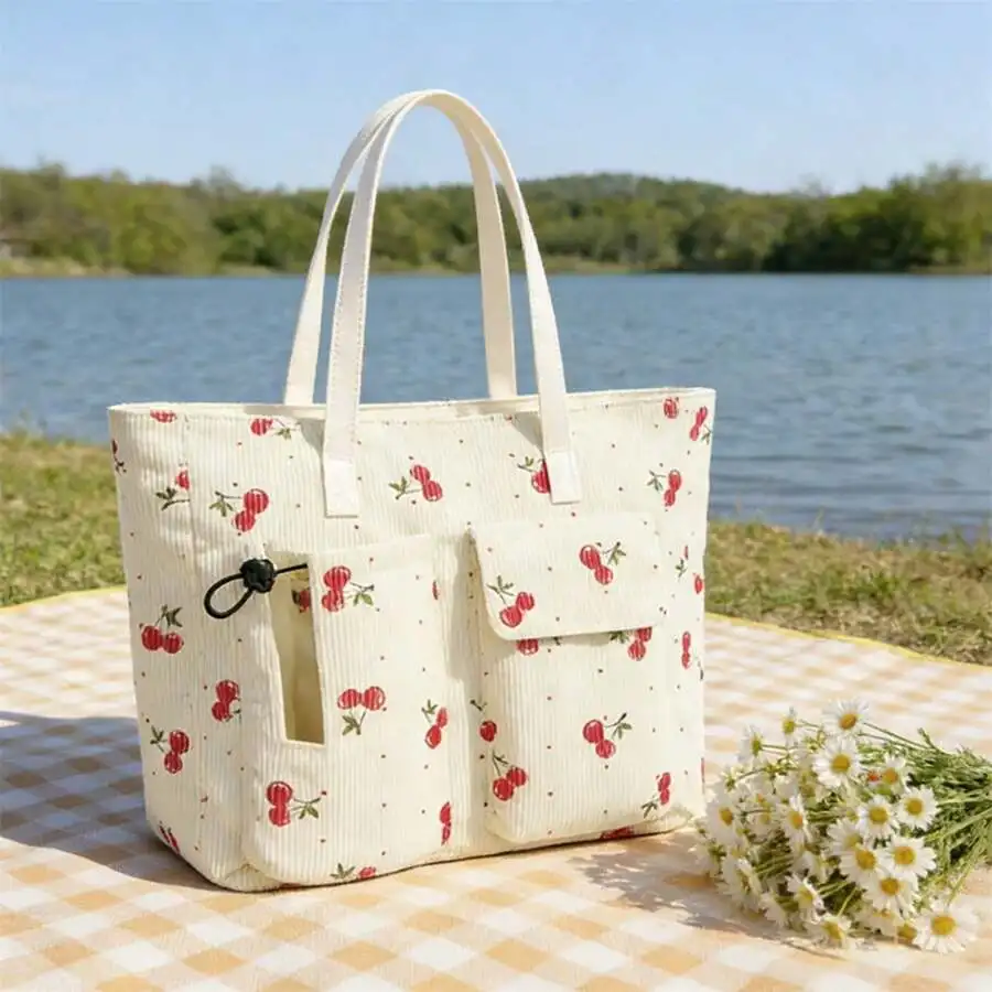 Corduroy Cherry Print Tote Bag For Women Casual Shoulder Bag Work Shopping
Corduroy Cherry Print Tote Bag For Women Casual Shoulder Bag Work Shopping