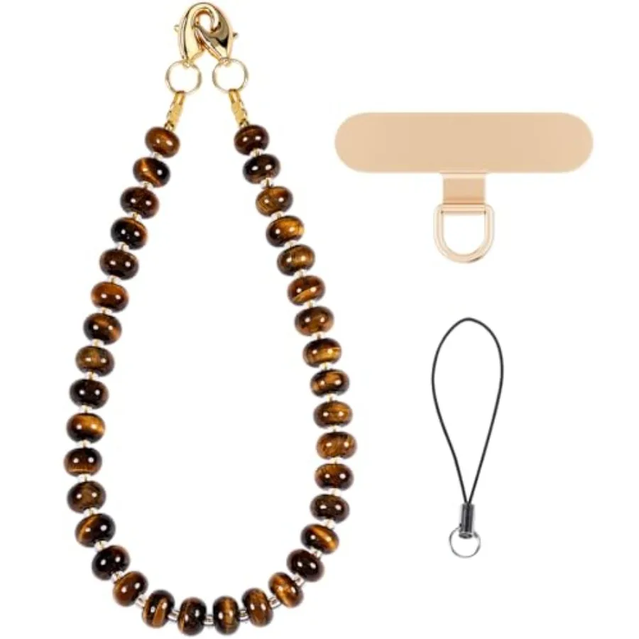 CH.yishi Gemstone Beaded Phone Charm Wrist Strap with Steel Cable Core Stringing, Detachable Phone Bracelet Strap with Metal Te
CH.yishi Gemstone Beaded Phone Charm Wrist Strap with Steel Cable Core Stringing, Detachable Phone Bracelet Strap with Metal Te