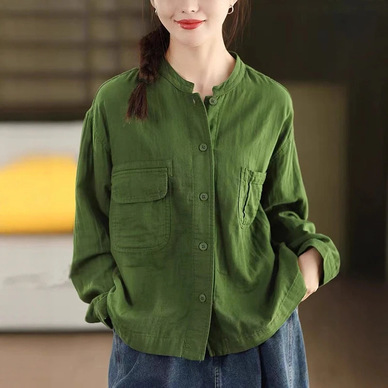 100% Cotton Women Long Sleeve Casual Shirt New Arrival 2025 Autumn Simple Style Double Pockets Loose Female Tops Shirts T772
100% Cotton Women Long Sleeve Casual Shirt New Arrival 2025 Autumn Simple Style Double Pockets Loose Female Tops Shirts T772