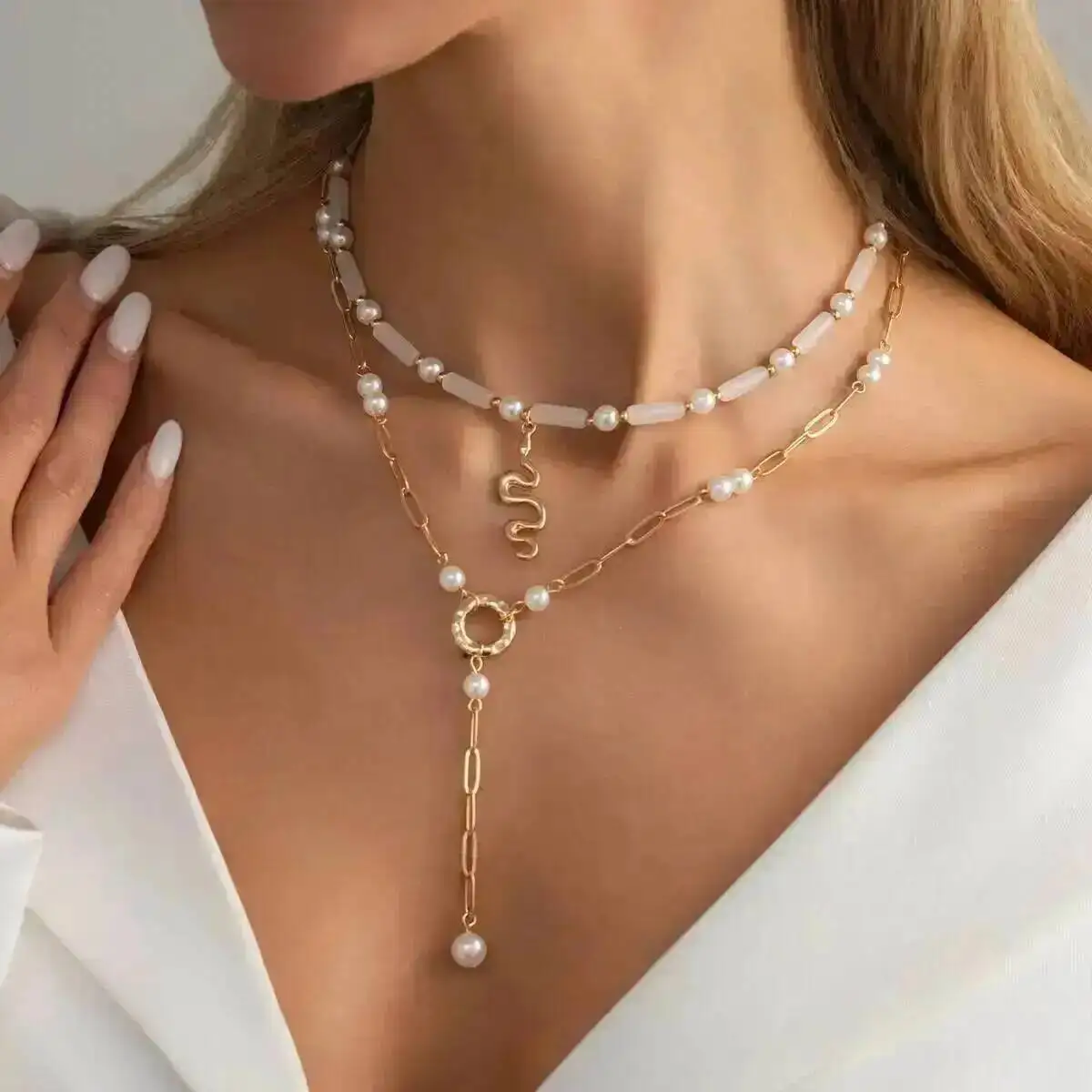 KunJoe 2Pcs/Set Elegant Imitation Pearl Chain Pendant Necklace Women Elegant Adjustable Clavicle Choker Wedding Banquet Jewelry
KunJoe 2Pcs/Set Elegant Imitation Pearl Chain Pendant Necklace Women Elegant Adjustable Clavicle Choker Wedding Banquet Jewelry