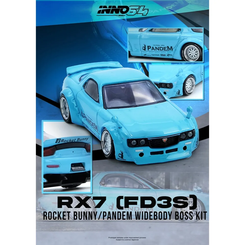 Предпродажа INNO 1/64, литая под давлением модель автомобиля PANDEM ROCKET BUNNY RX7 (FD3S) Tiffany Blue, высокопроизводительная ограниченная серия, подарок
Предпродажа INNO 1/64, литая под давлением модель автомобиля PANDEM ROCKET BUNNY RX7 (FD3S) Tiffany Blue, высокопроизводительная ограниченная серия, подарок