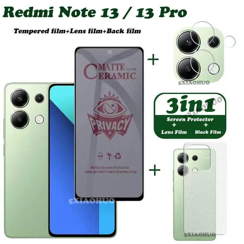 3 in1 for Redmi Note 13 Pro Anti-Spy Privacy Tempered Glass Soft Film Redmi Note 13 Screen Protective+lens Film+back Film
3 in1 for Redmi Note 13 Pro Anti-Spy Privacy Tempered Glass Soft Film Redmi Note 13 Screen Protective+lens Film+back Film