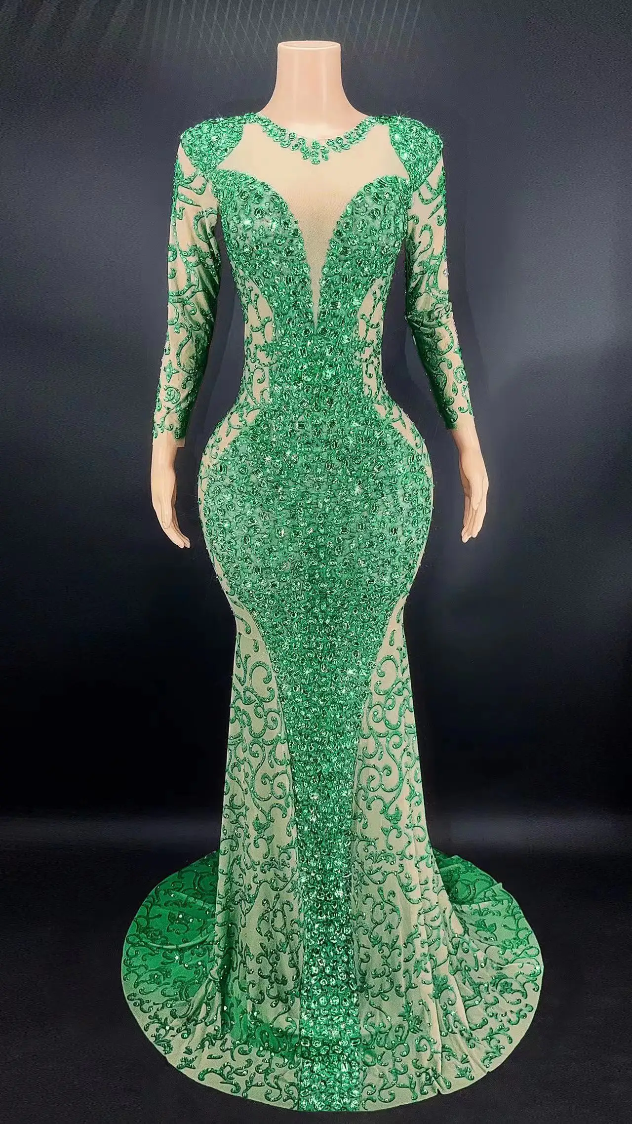 Women Sexy Stage Big Rhinstones LongTrail Evening Celebrate Birthday Club SingerPerformance Transparent Mesh Host Dress
Women Sexy Stage Big Rhinstones LongTrail Evening Celebrate Birthday Club SingerPerformance Transparent Mesh Host Dress