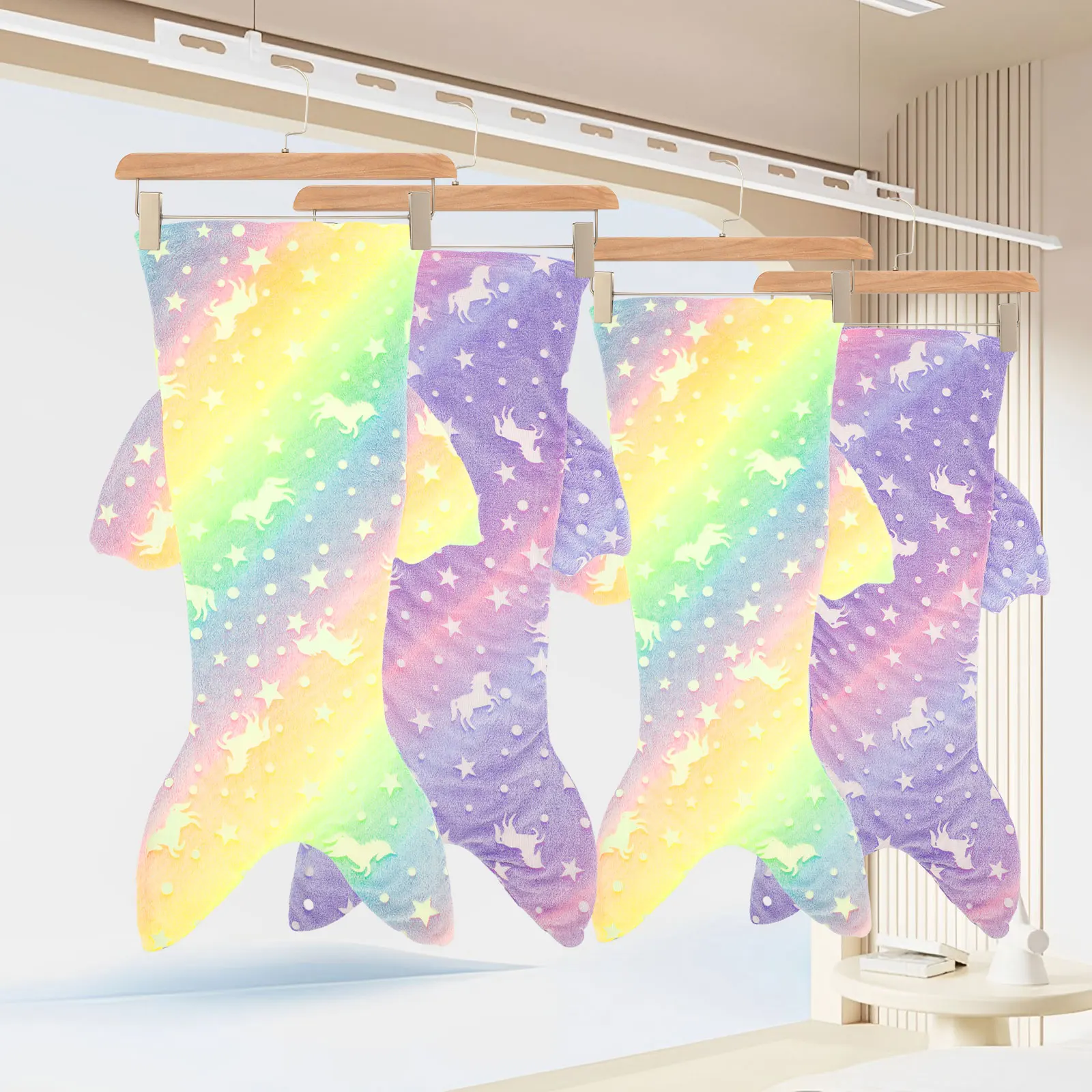 2 Pcs Mermaid Tail Blanket Soft Flannel Mermaid Blanket Breathable Snuggle Blankets for Girls Wearable Mermaid Sleeping Bag
2 Pcs Mermaid Tail Blanket Soft Flannel Mermaid Blanket Breathable Snuggle Blankets for Girls Wearable Mermaid Sleeping Bag