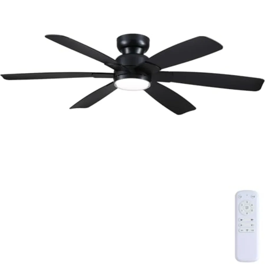 52 Inch Modern Ceiling Fans with Lights Remote Control Low Profile Flush Mount Ceiling Fan 6 Reversible Plastic Blades 6 Speeds
52 Inch Modern Ceiling Fans with Lights Remote Control Low Profile Flush Mount Ceiling Fan 6 Reversible Plastic Blades 6 Speeds