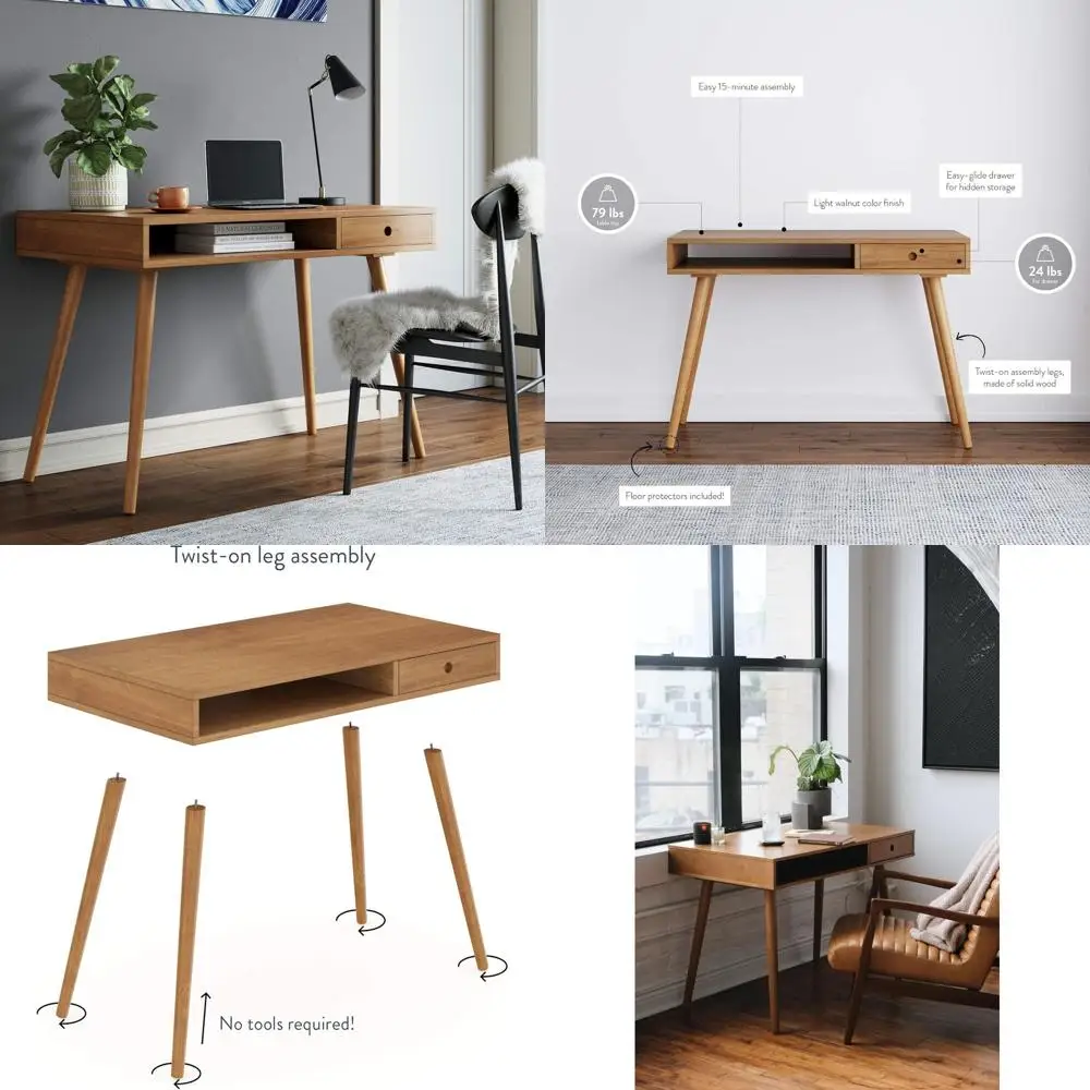 Parker ern Home Oice Writing, Computer or Laptop Desk with Open Storage Cubby and Small Der, Walnut
Parker ern Home Oice Writing, Computer or Laptop Desk with Open Storage Cubby and Small Der, Walnut