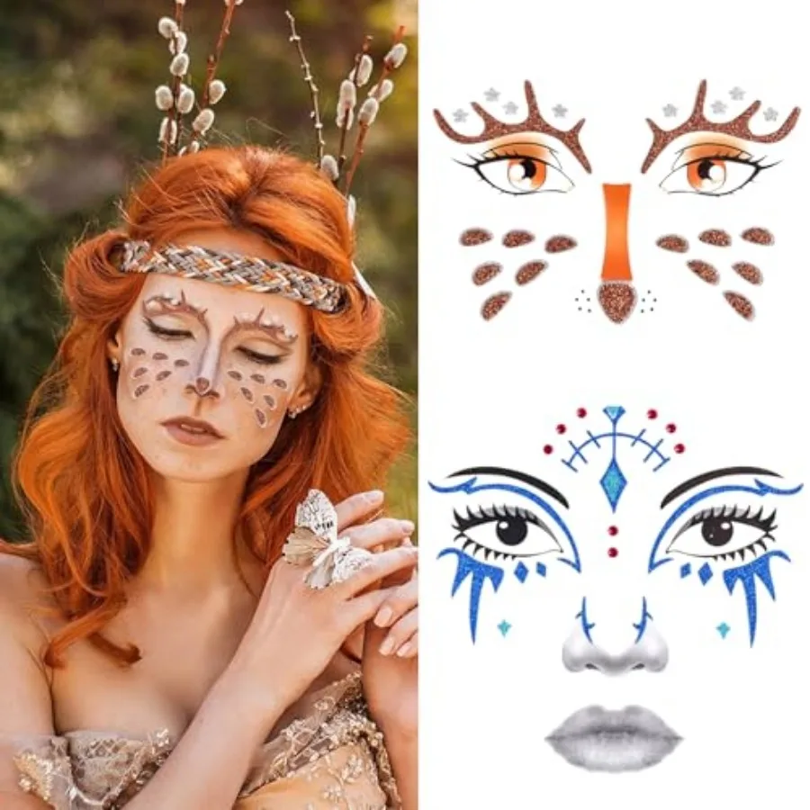 2 Pcs Christmas Deer Glitter Face Stickers Ice Snow Monarchess Face Temporary Tattoos Cute Reindeer Face Jewels Art Decals for
2 Pcs Christmas Deer Glitter Face Stickers Ice Snow Monarchess Face Temporary Tattoos Cute Reindeer Face Jewels Art Decals for