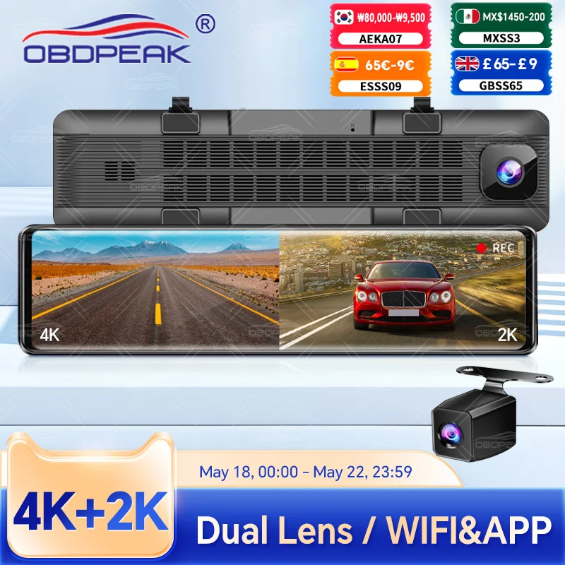 OBDPEAK H8 4K + 2K Dash cam GPS WIFI Front IMX415 Rear View Mirror Video Recorder IMX307 Back Camera Registra Car Dvr
OBDPEAK H8 4K + 2K Dash cam GPS WIFI Front IMX415 Rear View Mirror Video Recorder IMX307 Back Camera Registra Car Dvr