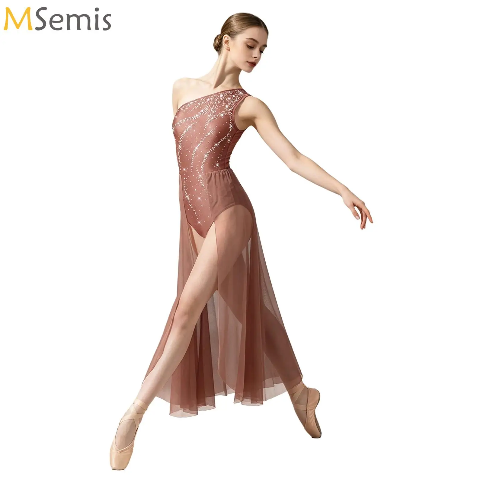 Women Lyrical Contemporary Dance Dress Rhinestone Sleeveless Leotard with Split Mesh Skirt One-piece Jumpsuit Flowy Dancewear
Women Lyrical Contemporary Dance Dress Rhinestone Sleeveless Leotard with Split Mesh Skirt One-piece Jumpsuit Flowy Dancewear