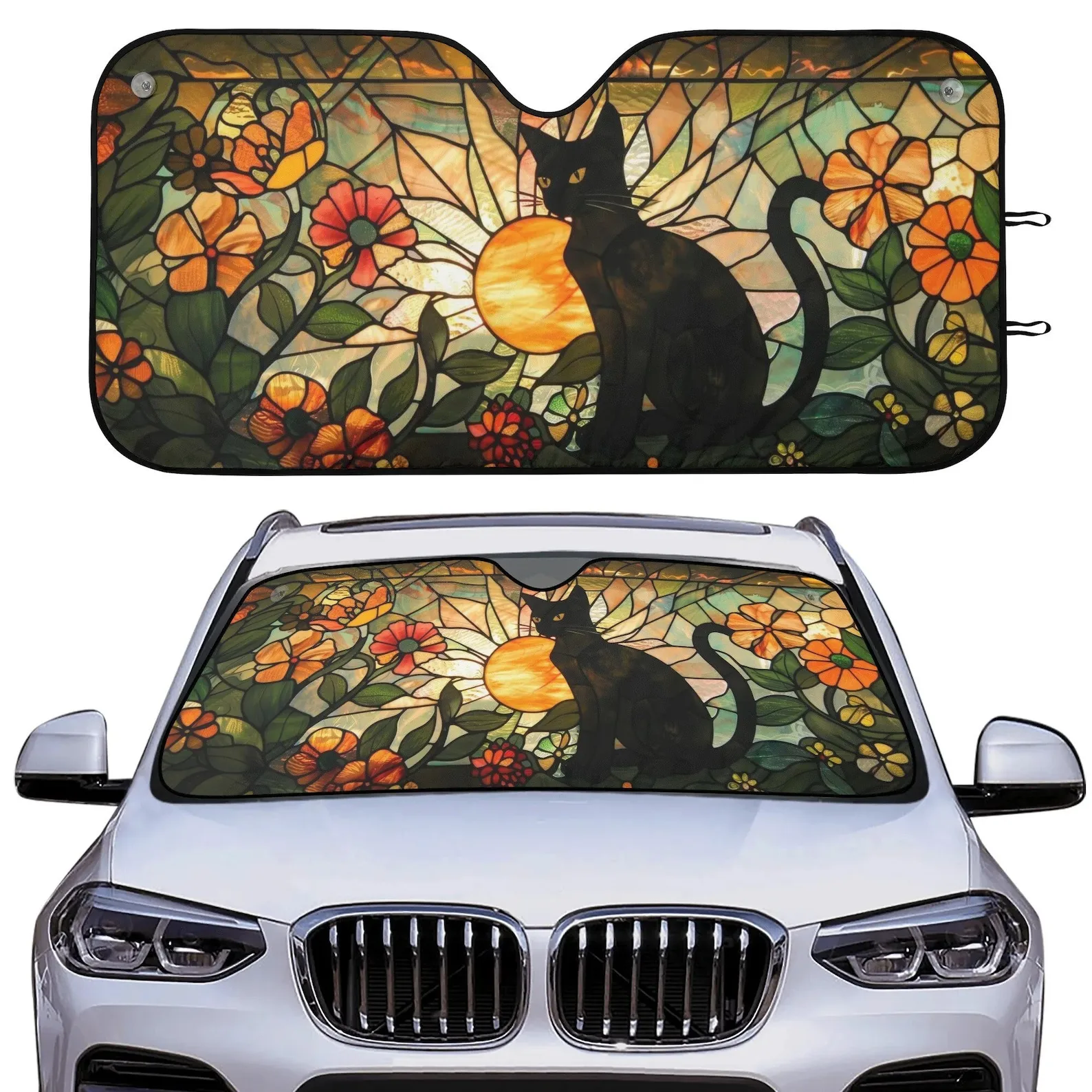 Black Cat Retro Sunray Car Sunshade, Cottagecore Cat Floral Windshield Car Decor, Gift For Cat Lover Car Decor Gift
Black Cat Retro Sunray Car Sunshade, Cottagecore Cat Floral Windshield Car Decor, Gift For Cat Lover Car Decor Gift