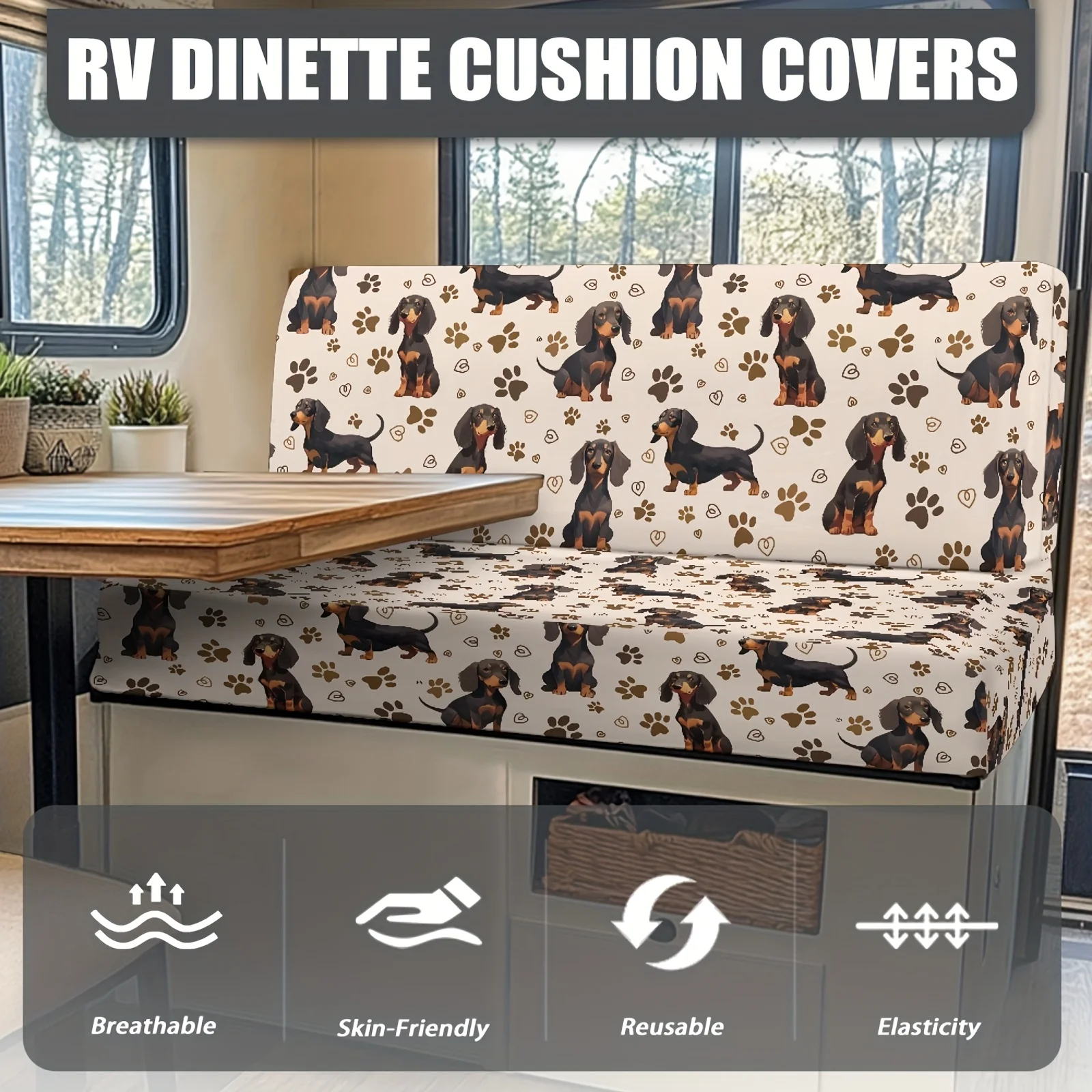 Cute Dachshund Print, Car Sofa Cushion Covers, Elastic Seat Cushion Covers, Including Back Cover And Bench Cover, Suitable for Two Seater Sofa, RV, Camper Decoration
Cute Dachshund Print, Car Sofa Cushion Covers, Elastic Seat Cushion Covers, Including Back Cover And Bench Cover, Suitable for Two Seater Sofa, RV, Camper Decoration