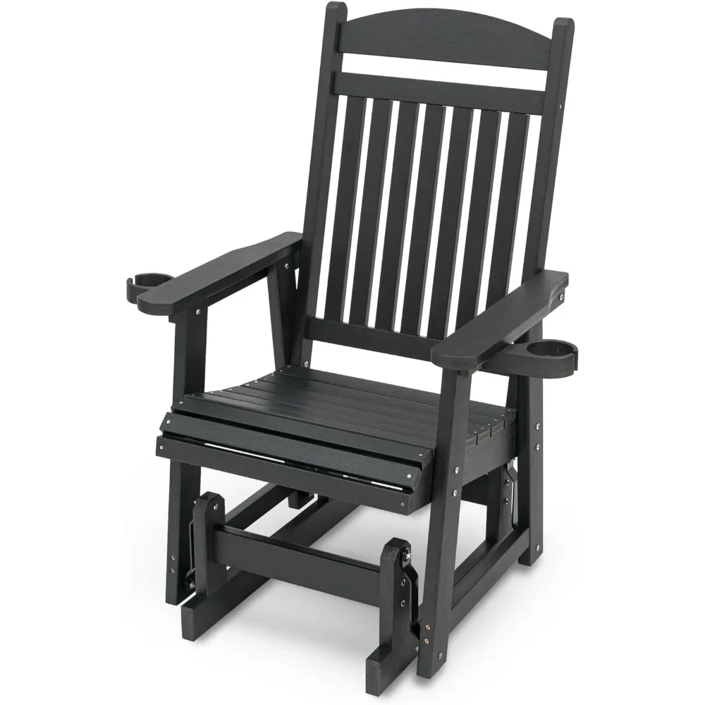 Lumber Patio Glider for One Person, with Cup Holders, High Backrest and Deep Contoured Seat, HIPS Material
Lumber Patio Glider for One Person, with Cup Holders, High Backrest and Deep Contoured Seat, HIPS Material