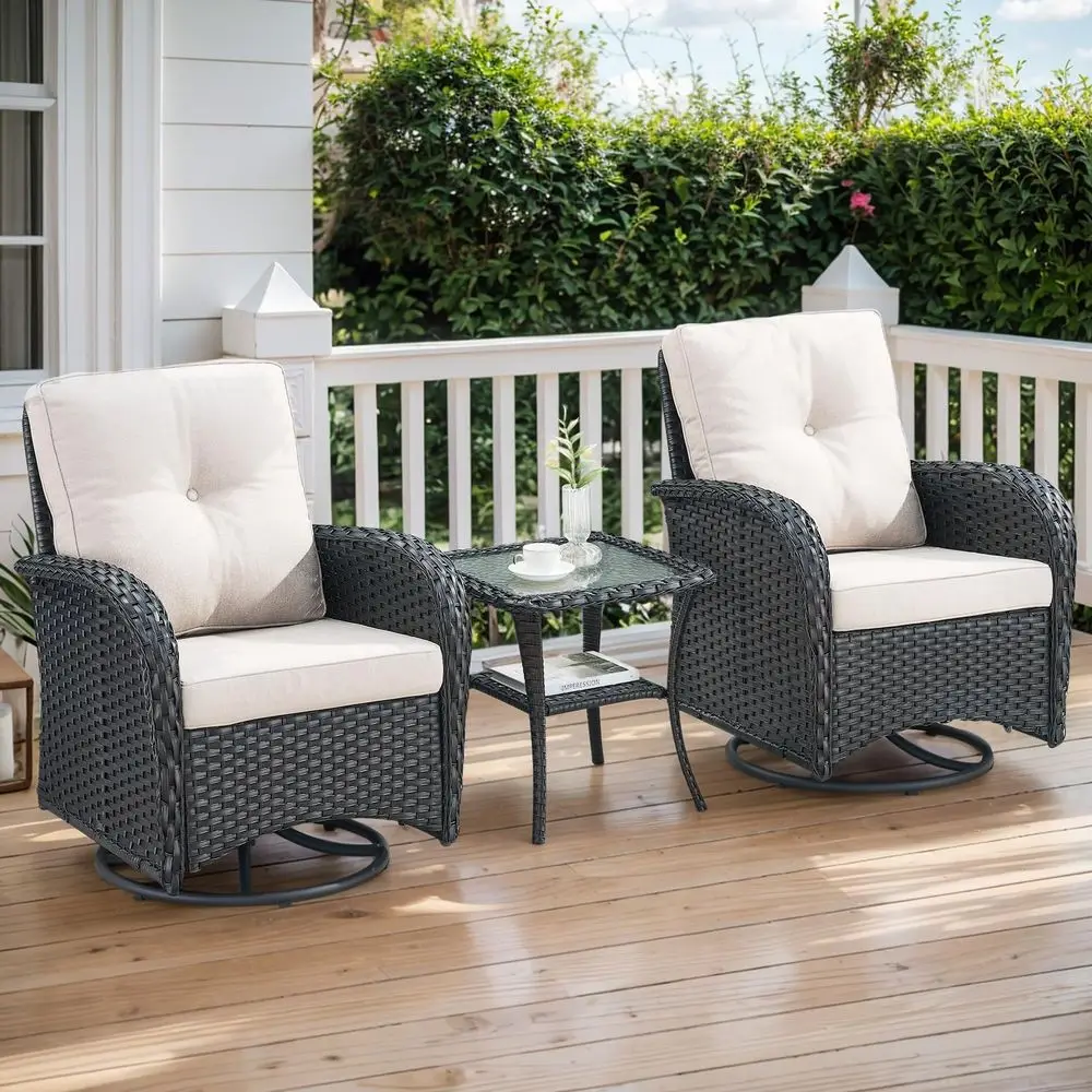 Swivel Glider Rocker Chairs 3 Piece Patio Furniture Set, Patio Bistro Sets with Tempered Glass Side Table, for Balcony, Porch B
Swivel Glider Rocker Chairs 3 Piece Patio Furniture Set, Patio Bistro Sets with Tempered Glass Side Table, for Balcony, Porch B