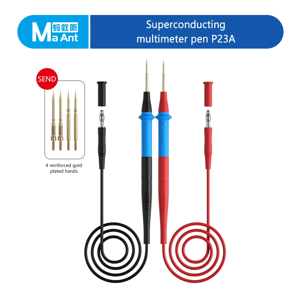 Maant P23A Superconducting Multimeter Pen High Precision PVC Sheath Premium Core Flame Retardant Multimeter Pen for Phone Repair
Maant P23A Superconducting Multimeter Pen High Precision PVC Sheath Premium Core Flame Retardant Multimeter Pen for Phone Repair