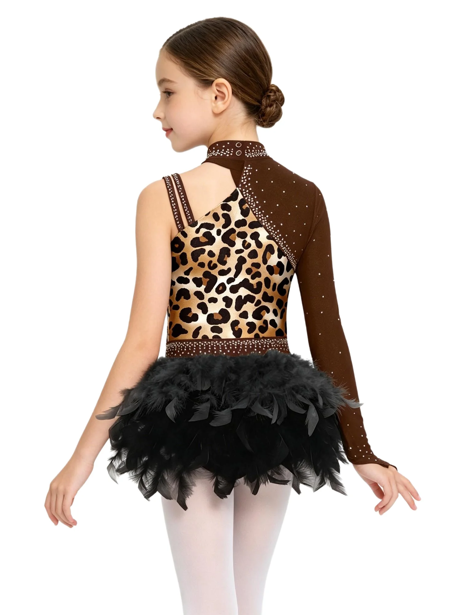 Girls Rhinestone Shiny Ballet Bodysuit Asymmetrical Sleeve Feather Trim Contrast Design Stretchy Lightweight for Performance
Girls Rhinestone Shiny Ballet Bodysuit Asymmetrical Sleeve Feather Trim Contrast Design Stretchy Lightweight for Performance