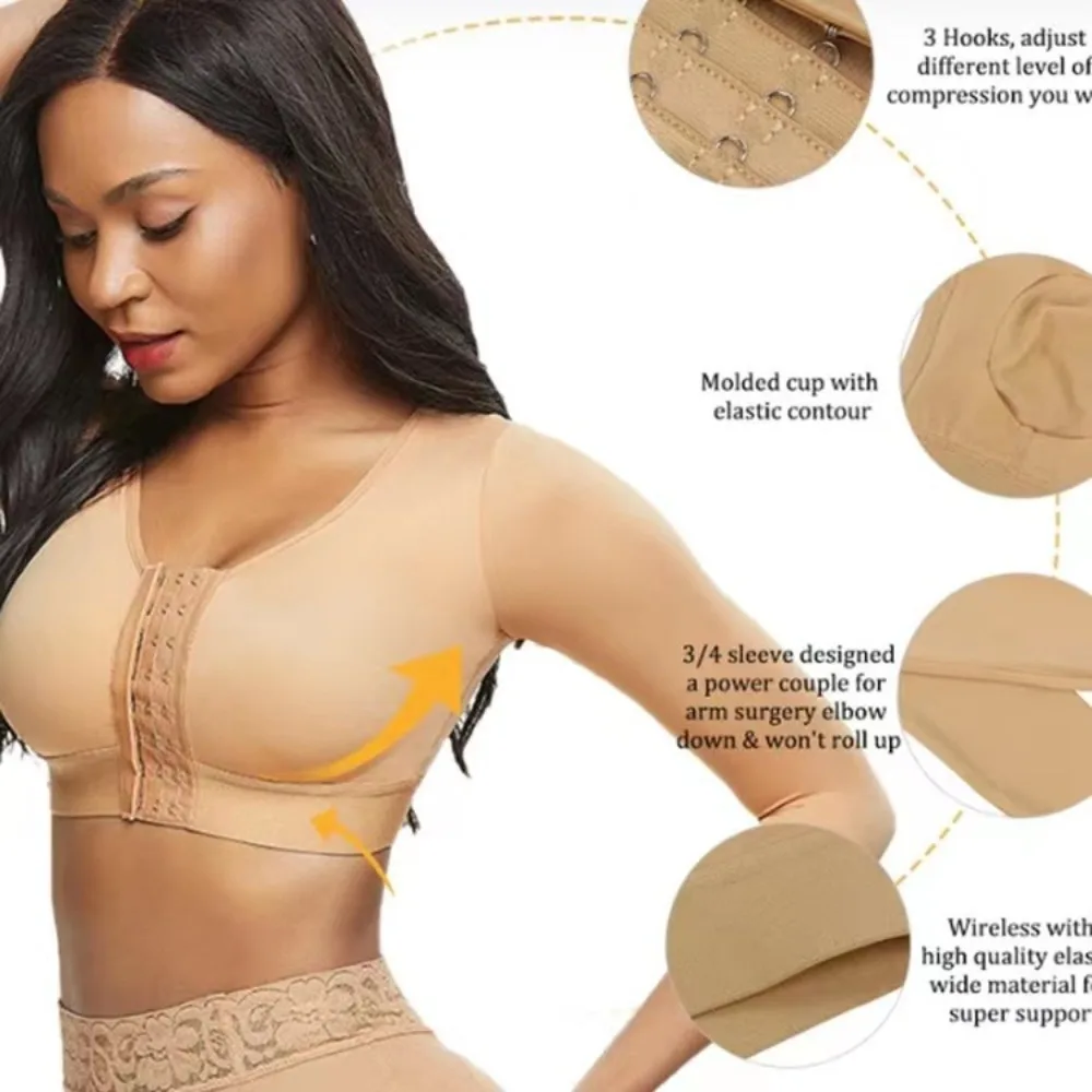 Tummy Control Body Shaping Underwear Hook Loop Front Closure Compression Shapewear Seamless Seven Quarter Sleeve Yoga Sports Bra
Tummy Control Body Shaping Underwear Hook Loop Front Closure Compression Shapewear Seamless Seven Quarter Sleeve Yoga Sports Bra