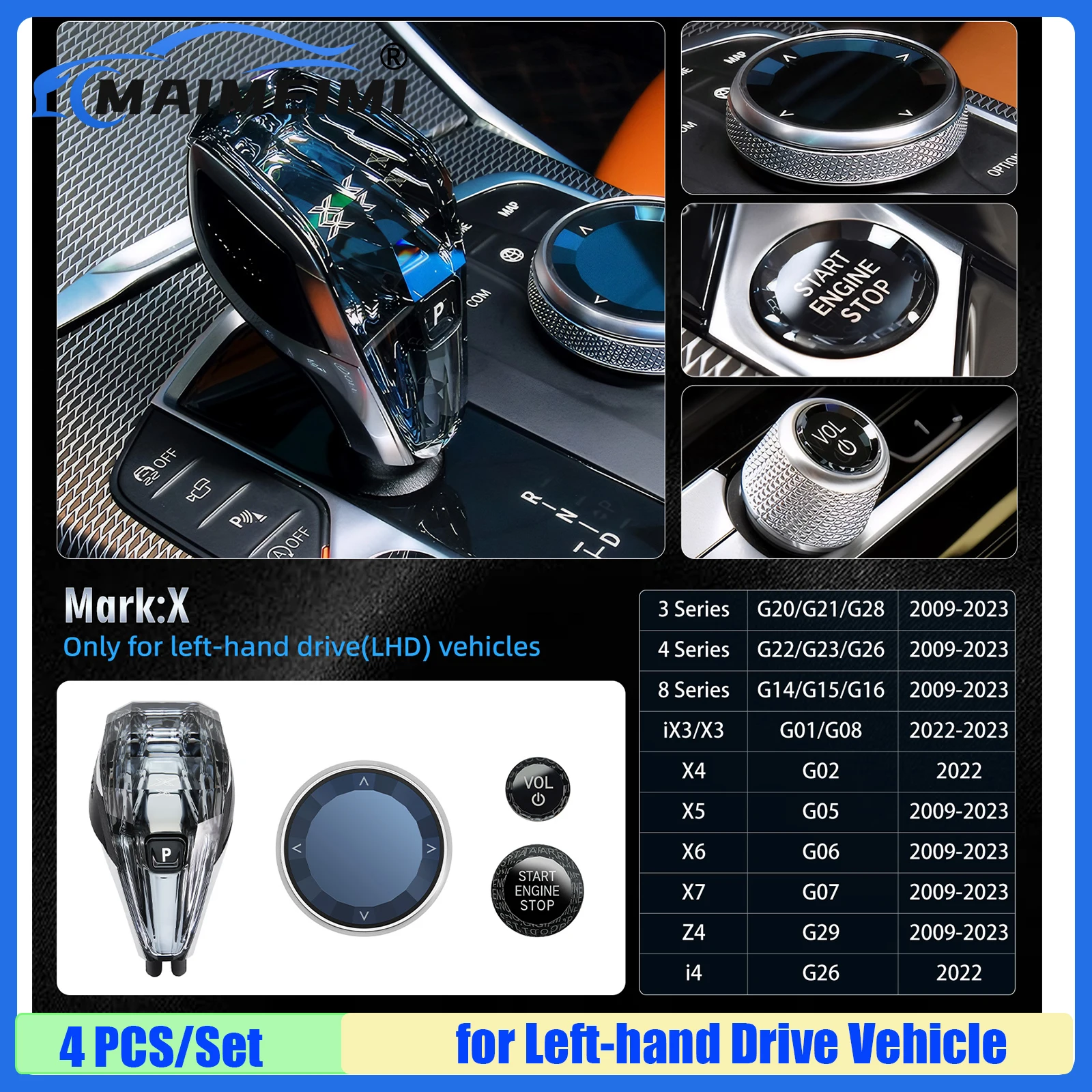 4PCS/Set Crystal Gear Shift Knob Lever For BMW 3 5 8 series X3 iX3 X4 X5 X6 G02 G29 G16 Automatic Crystal Gear Handle Left Drive
4PCS/Set Crystal Gear Shift Knob Lever For BMW 3 5 8 series X3 iX3 X4 X5 X6 G02 G29 G16 Automatic Crystal Gear Handle Left Drive