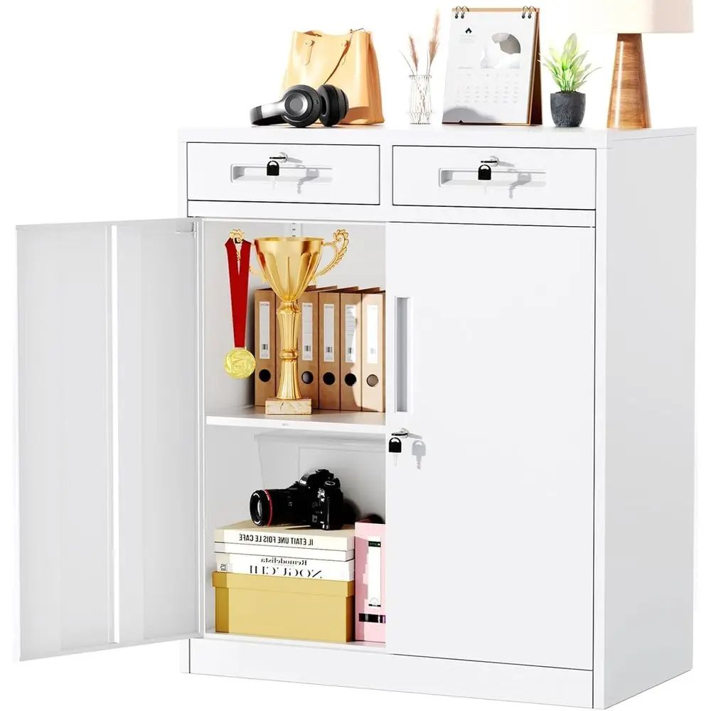 42 High Steel Locking Cabinet with Adjustable Shelves for Home, Office, and Garage (White)
42 High Steel Locking Cabinet with Adjustable Shelves for Home, Office, and Garage (White)