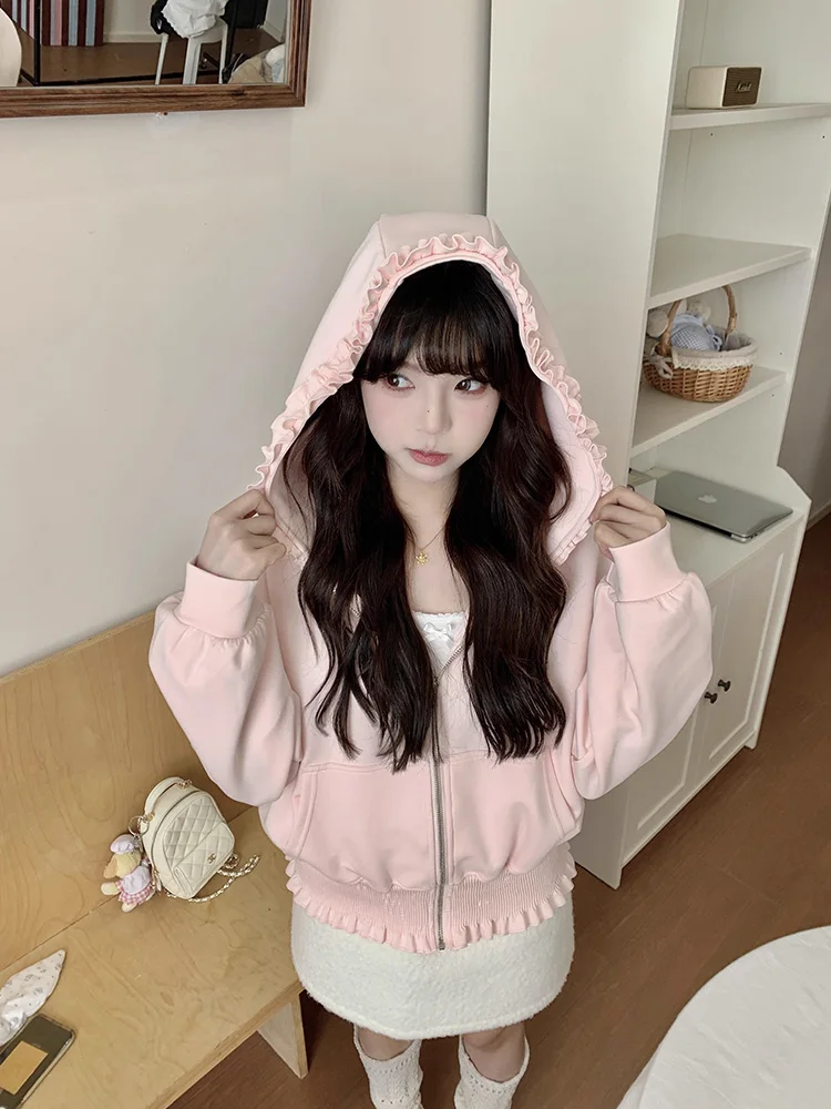 Women Sweet Kawaii Hooded Sweatshirt Early Autumn Casaul Cute Slim Fit Zipper Cardigan Elegant Fashion Solid Jacket Chic New
Women Sweet Kawaii Hooded Sweatshirt Early Autumn Casaul Cute Slim Fit Zipper Cardigan Elegant Fashion Solid Jacket Chic New