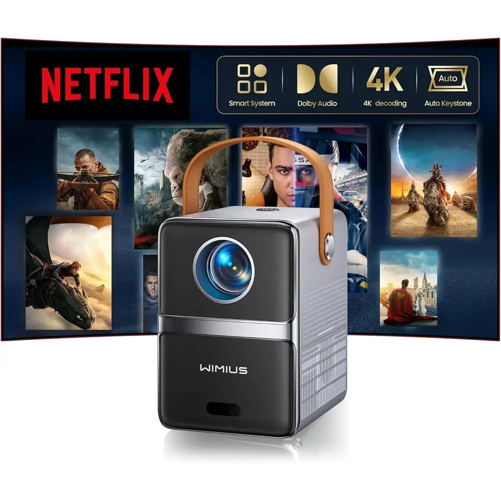 Portable 4K-Capable Mini Projector with Wii and Bluetooth, Compatible with Netflix, Dolby Audio, Auto Keystone, and Outdoor Movi
Portable 4K-Capable Mini Projector with Wii and Bluetooth, Compatible with Netflix, Dolby Audio, Auto Keystone, and Outdoor Movi