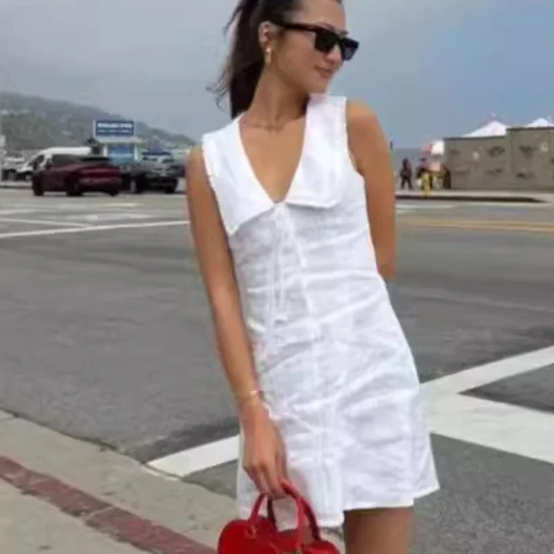 Women's white slim dress sleeveless high waist summer women's clothes elegant ladies mini dress
Women's white slim dress sleeveless high waist summer women's clothes elegant ladies mini dress