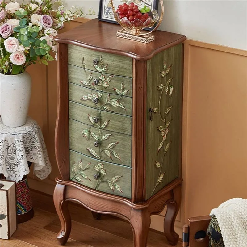 Vintage Wooden Jewelry Cabinet with Hand-Painted Design Mirror and Storage for Bedroom Makeup Vanity Stand for US Style
Vintage Wooden Jewelry Cabinet with Hand-Painted Design Mirror and Storage for Bedroom Makeup Vanity Stand for US Style