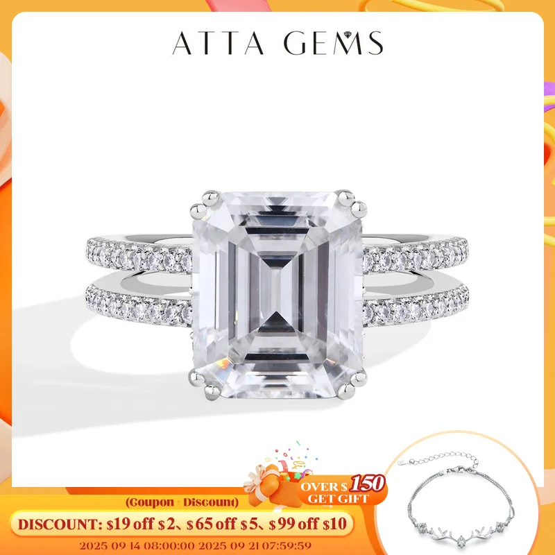 ATTAGEMS Emerald Cut 5CT Moissanite Diamond Ring for Women Men 11*9mm D VVS1 s925 Silver Wedding Bride Jewelry With Certificate
ATTAGEMS Emerald Cut 5CT Moissanite Diamond Ring for Women Men 11*9mm D VVS1 s925 Silver Wedding Bride Jewelry With Certificate