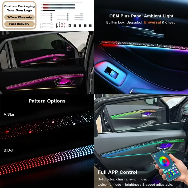 【CHIMU HOME】 New Trends Starry Sky Auto Interior Light Car Ambient Lighting Kit Universal RGB Symphony 18 in 1 LED Lights for
【CHIMU HOME】 New Trends Starry Sky Auto Interior Light Car Ambient Lighting Kit Universal RGB Symphony 18 in 1 LED Lights for