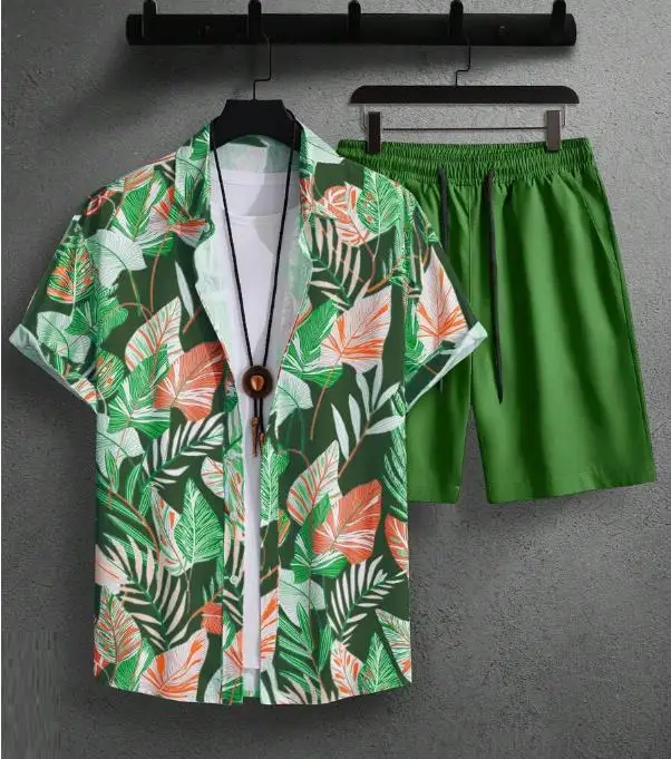 Hawaiian Prints In European And American style, Summer New products, men's Casual short-sleeved Shirt Shorts Set
Hawaiian Prints In European And American style, Summer New products, men's Casual short-sleeved Shirt Shorts Set