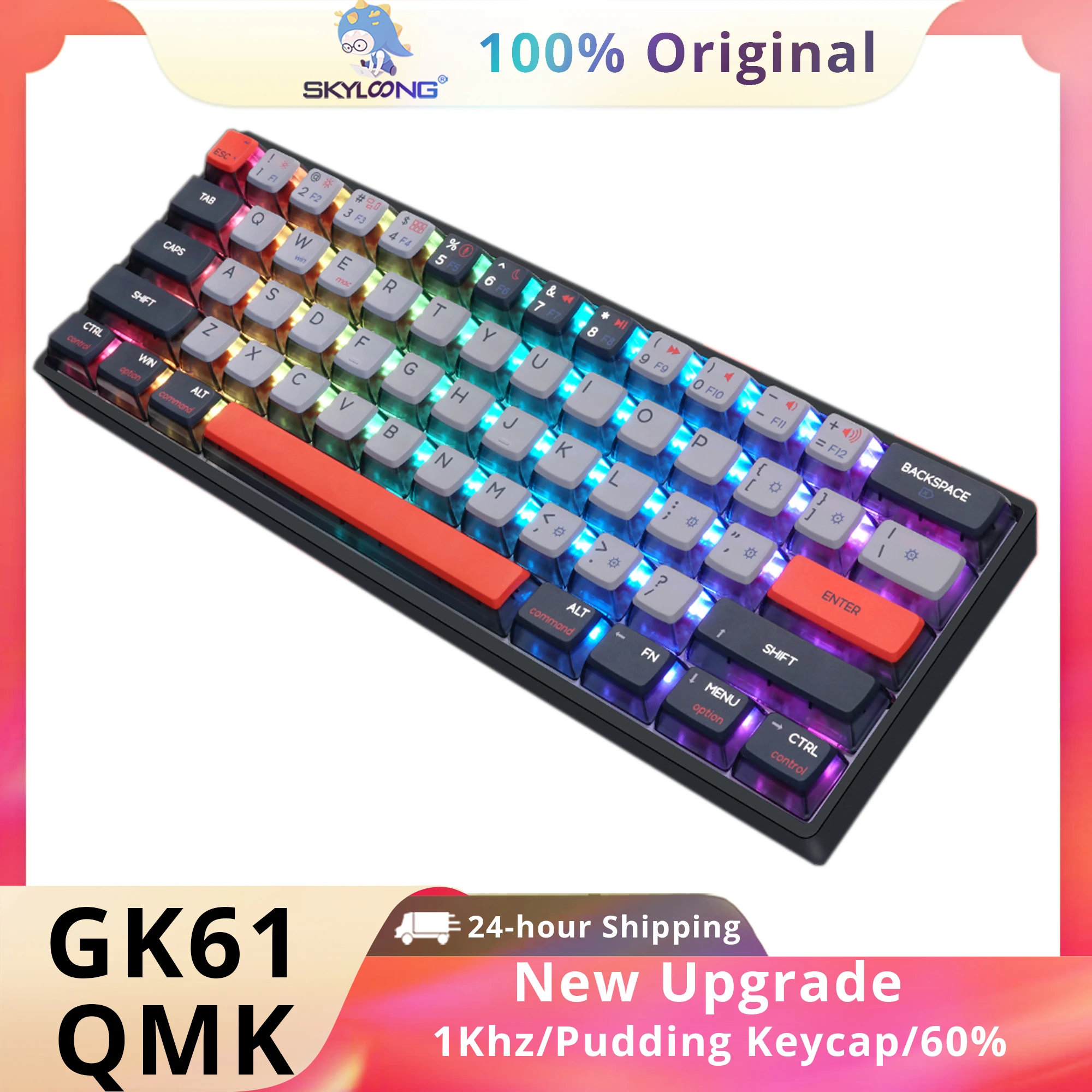 SKYLOONG New GK61 QMK Keyboard Wired Gaming Mechanical Keyboard RGB Backlit PBT Pudding Keycap 60% Low Profile Keyboard for PC
SKYLOONG New GK61 QMK Keyboard Wired Gaming Mechanical Keyboard RGB Backlit PBT Pudding Keycap 60% Low Profile Keyboard for PC