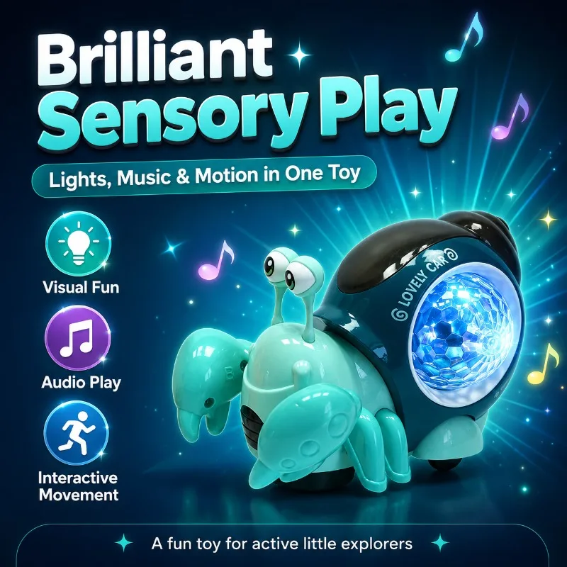 Cute Electric Hermit Crab Toy with Universal Wheel Brilliant Lights & Music Popular Present for Children Gift
Cute Electric Hermit Crab Toy with Universal Wheel Brilliant Lights & Music Popular Present for Children Gift