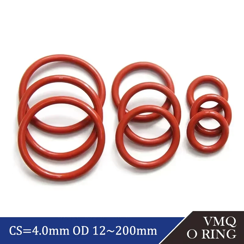 10Pcs Red Silicone Ring Gasket CS 4mm OD 12 ~ 200mm Silicon O Ring Gasket Food Grade Rubber O-ring VMQ Assortment hvac Tools
10Pcs Red Silicone Ring Gasket CS 4mm OD 12 ~ 200mm Silicon O Ring Gasket Food Grade Rubber O-ring VMQ Assortment hvac Tools