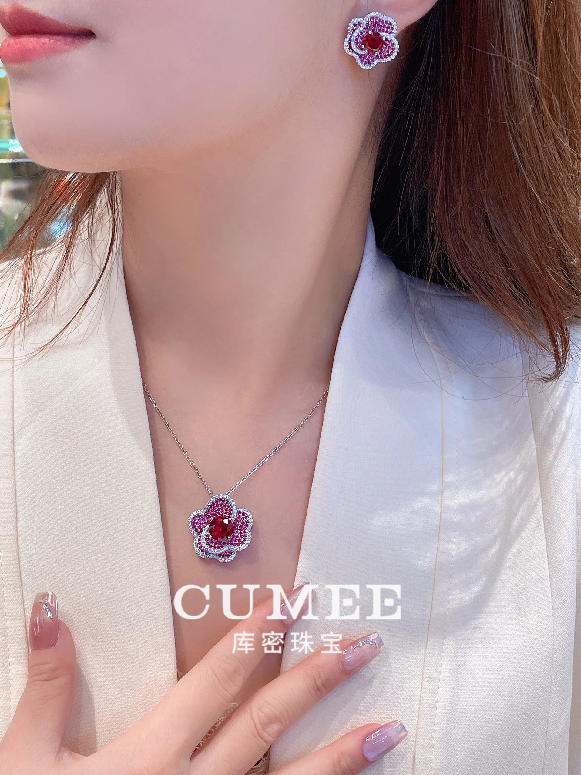 Cumee Camellia Series Design Cultivating Synthetic Ruby Earring Pendant Silver Gold Plating Holidays Party
Cumee Camellia Series Design Cultivating Synthetic Ruby Earring Pendant Silver Gold Plating Holidays Party