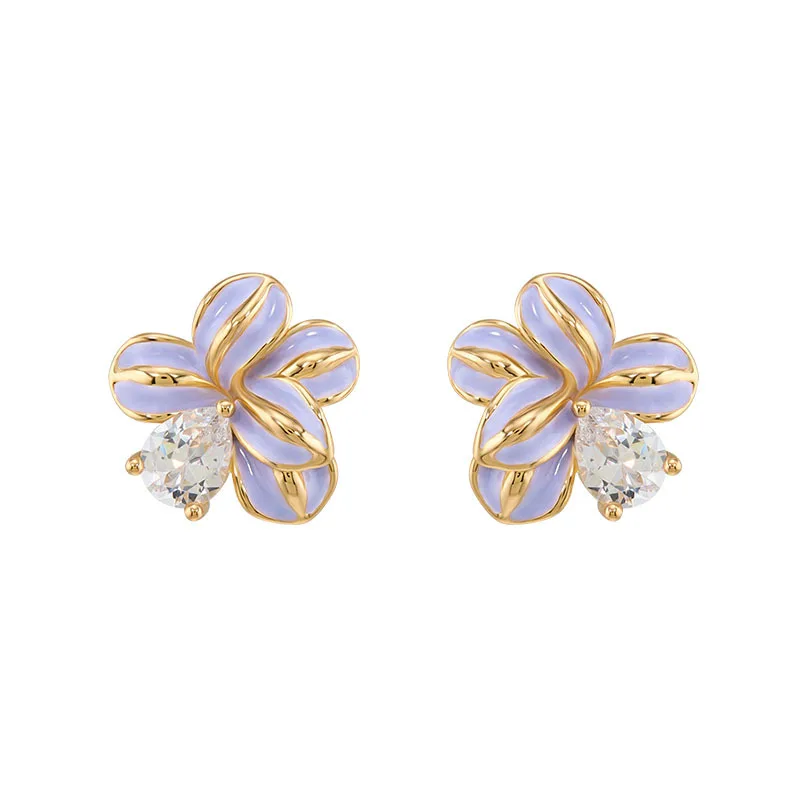 Romantic French Style Wisteria Flower Enamel Ear Studs Inlaid Zircon Elegant Women Fashion Ear Jewelry Gift
Romantic French Style Wisteria Flower Enamel Ear Studs Inlaid Zircon Elegant Women Fashion Ear Jewelry Gift