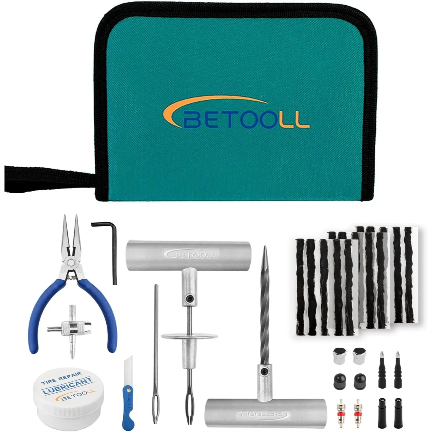 35 Pcs Tire Repair Kit for Car Motorcycle Truck ATV SUV Trailer, Heavy Duty Emergency Flat Tire Fix with T-Handle Tools
35 Pcs Tire Repair Kit for Car Motorcycle Truck ATV SUV Trailer, Heavy Duty Emergency Flat Tire Fix with T-Handle Tools