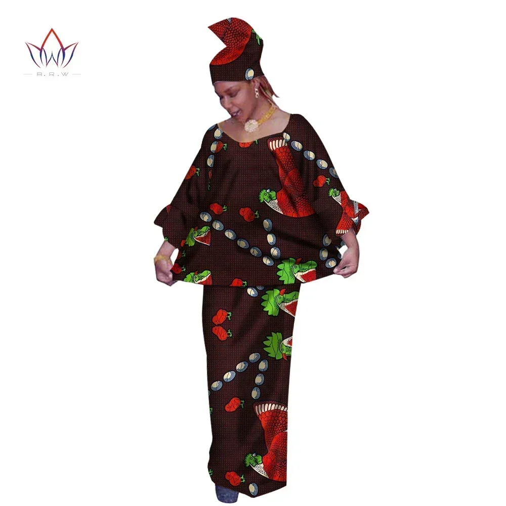 Traditional African Clothing Riche Dress with Headscarf 2 Pieces Set Tops and African Print Skirt Sets Flare Sleeve WY199
Traditional African Clothing Riche Dress with Headscarf 2 Pieces Set Tops and African Print Skirt Sets Flare Sleeve WY199