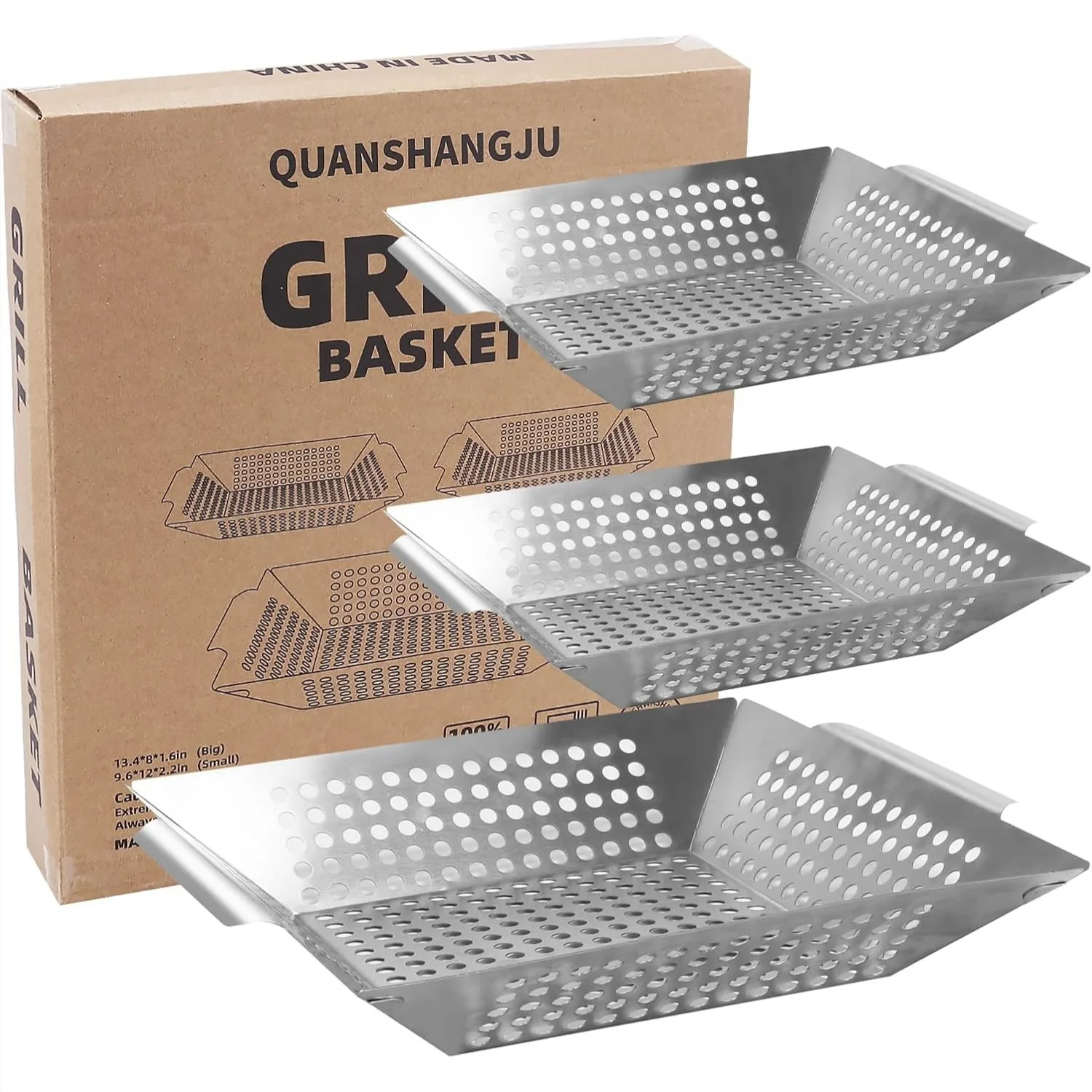 Heavy Duty Stainless Steel Vegetable Grill Basket 3 Pack For Outdoor BBQ
Heavy Duty Stainless Steel Vegetable Grill Basket 3 Pack For Outdoor BBQ