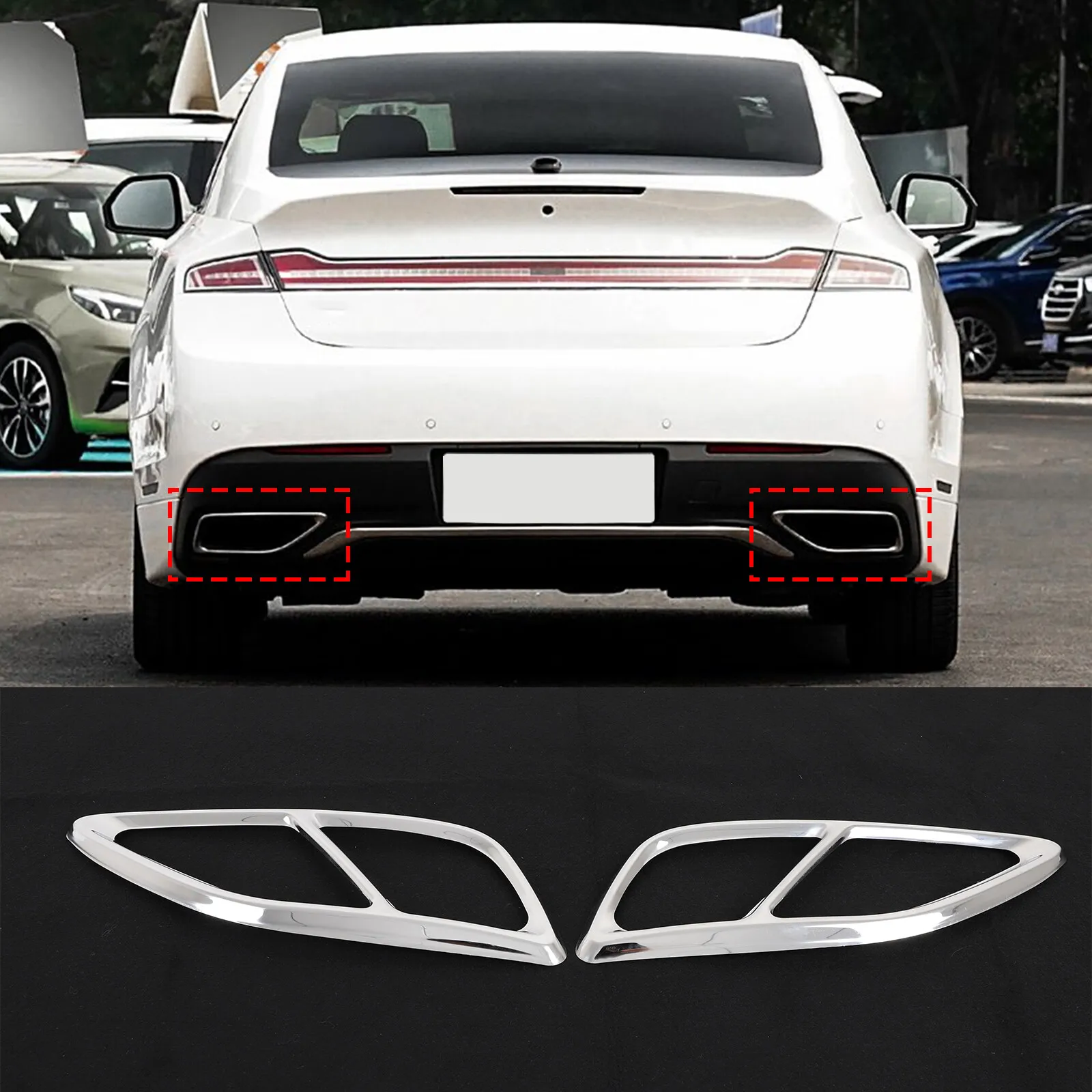 2PCS Four-Out Tail Throat Exhaust Pipe Frame Decorative Trim For Lincoln MKZ 2017-2021 Stainless Steel Tail Muffler Cover
2PCS Four-Out Tail Throat Exhaust Pipe Frame Decorative Trim For Lincoln MKZ 2017-2021 Stainless Steel Tail Muffler Cover