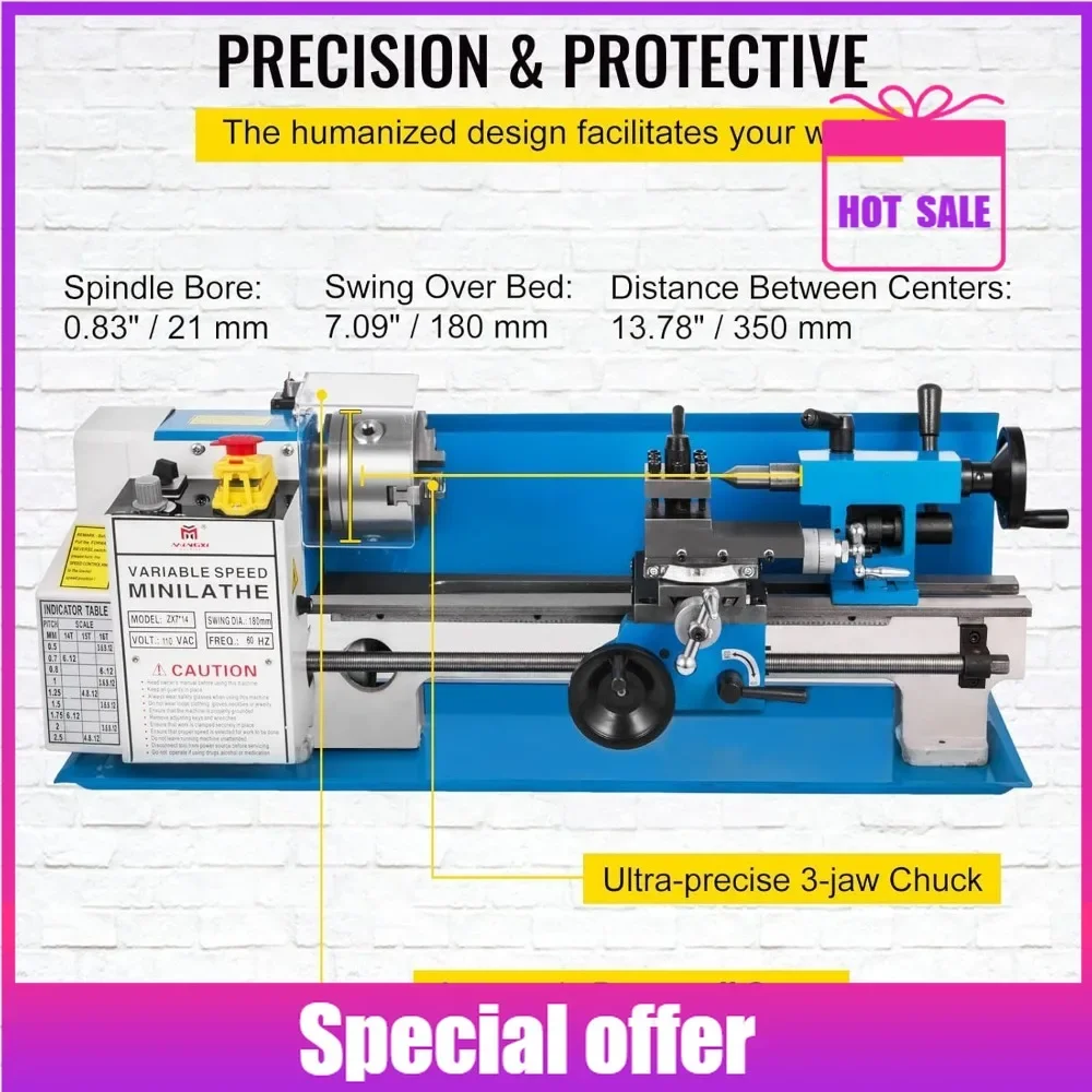 Настольный токарный станок по металлу Favorite Precision 7x14 дюймов с регулируемой скоростью 550 Вт, 50–2500 об/мин, нейлоновые шестерни
Настольный токарный станок по металлу Favorite Precision 7x14 дюймов с регулируемой скоростью 550 Вт, 50–2500 об/мин, нейлоновые шестерни