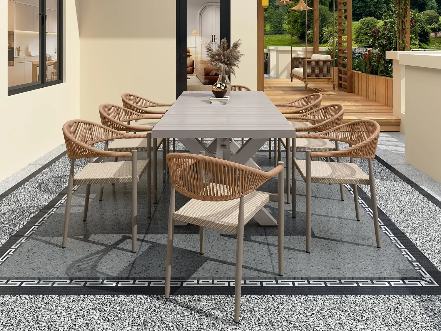 Aluminum Outdoor Dining Table for 8, 62.8" - 82.5" Extendable Patio Dining Table with Umbrella Hole on Top with X-Shaped Frame
Aluminum Outdoor Dining Table for 8, 62.8" - 82.5" Extendable Patio Dining Table with Umbrella Hole on Top with X-Shaped Frame