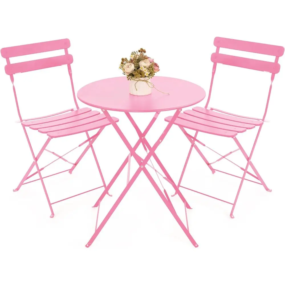 Compact 3-Piece Outdoor Patio Bistro Set with Folding Table and Chairs, Ideal for Balcony or Garden, Pink
Compact 3-Piece Outdoor Patio Bistro Set with Folding Table and Chairs, Ideal for Balcony or Garden, Pink