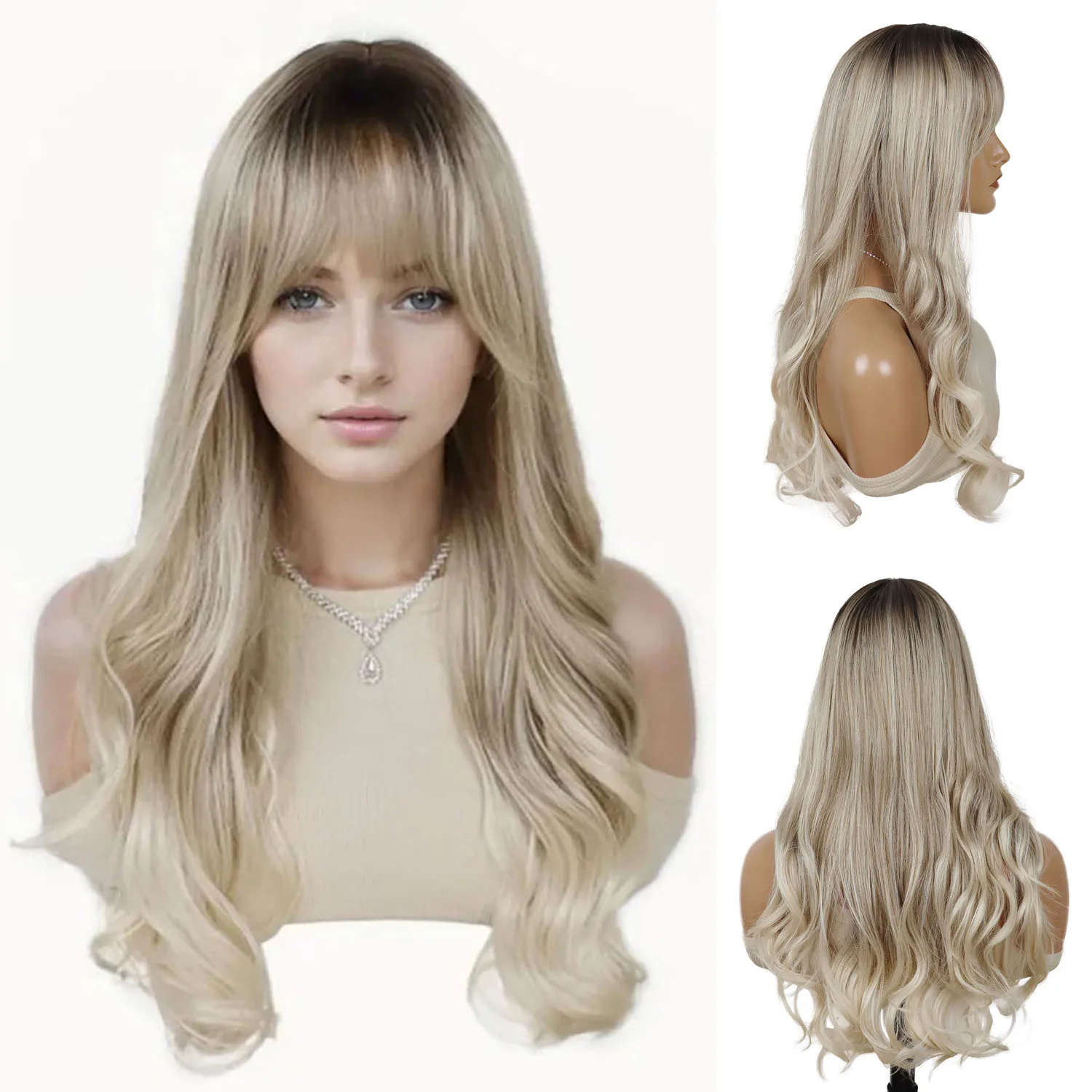 Ombre Blonde Wigs with Bangs Synthetic 24 Inch Long Curly Wavy Wig for Women Natural Hairstyle Heat Resistant Wig Daily Party
Ombre Blonde Wigs with Bangs Synthetic 24 Inch Long Curly Wavy Wig for Women Natural Hairstyle Heat Resistant Wig Daily Party