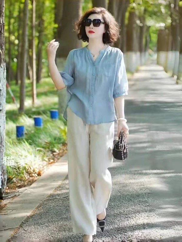 Anti-Aging Cotton Linen Chinese Sle Faion Summer New Arrival irt Wide Leg Pants Set Traditional round Ne Button up
Anti-Aging Cotton Linen Chinese Sle Faion Summer New Arrival irt Wide Leg Pants Set Traditional round Ne Button up
