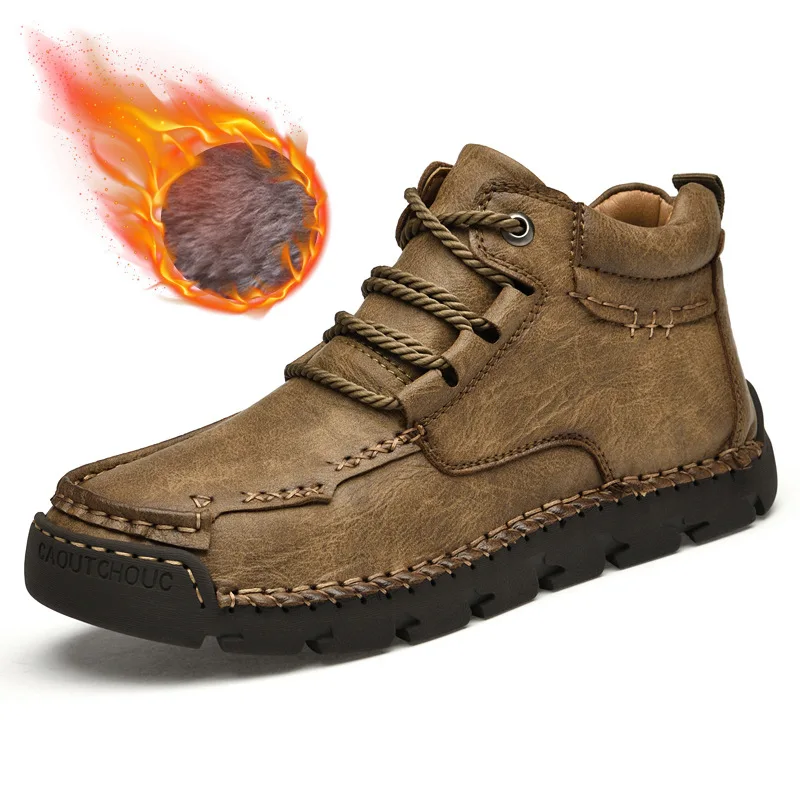 Plus-size Fleece Men's Ankle Boots New Ultra-fine Casual Shoes Trendy Retro Hand-stitched Men's Boots High-top Warm Snow Boots
Plus-size Fleece Men's Ankle Boots New Ultra-fine Casual Shoes Trendy Retro Hand-stitched Men's Boots High-top Warm Snow Boots